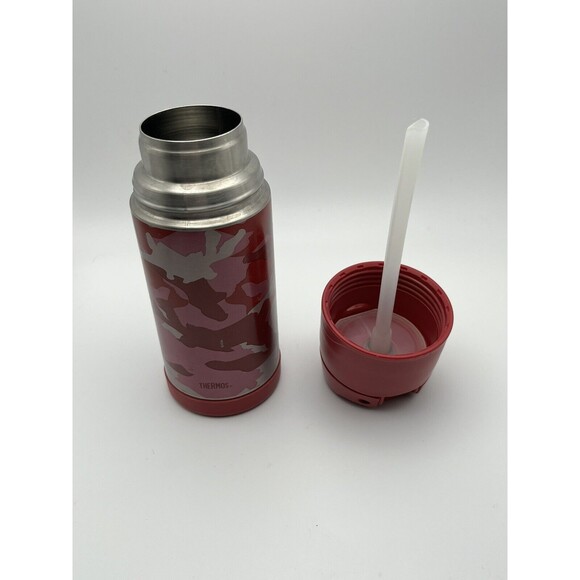 Thermos 12 oz Funtainer Pink Camo Kid’s Water Bottle With Flip Open Straw Used - Picture 5 of 6